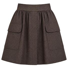 Jupe utilitaire en laine vierge Max Mara Studio Marron Coupe A-Line Quiet Luxury Marron