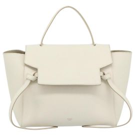 Céline Cinto Celine em couro texturizado Micro Branco