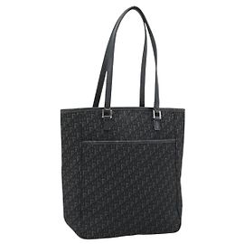 Sac Cabas Christian Dior Trotter Canvas Noir Argent Auth 185124 Noir Argenté