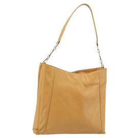 Bolsa de Alça Anagram Chain LOEWE em Couro Bege Ouro Auth 185098 Bege Dourado