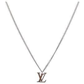 LOUIS VUITTON LV Initials Halskette 18K Gold (750) Weißgold Authentisch 184383SAV Golden