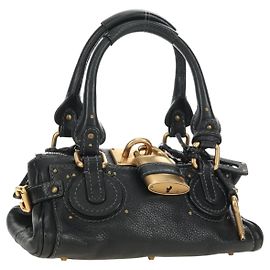 Chloé Chloe Mini Paddington Handtasche aus Leder Schwarz Silber Gold Authentisch 183688M Schwarz Silber Golden