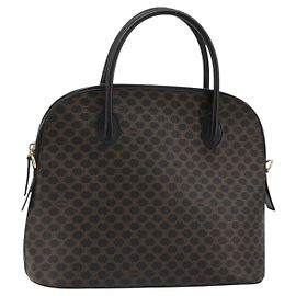 Céline Borsa CELINE Macadam Canvas PVC Pelle Nera Oro Auth 185132A Nero D'oro