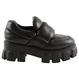 Mocassins Monolith en cuir noir Prada Noir