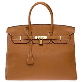 Hermès Sac HERMES Birkin 35 en Cuir Doré - 103647 Doré
