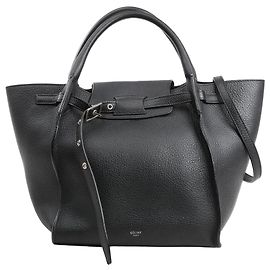 Céline CELINE Big Bag Small Leather 2way Handbag in Black Black