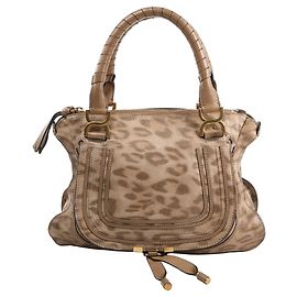 Chloé Chloe Marcie Medium Leather Leopard Pattern Handbag in Brown, Limited Edition Brown