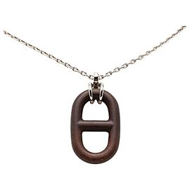 Hermès Collar Chaine d'Ancre Hermes Castaño Plata