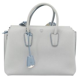 MCM Milla Leather Handbag Gray Brown
