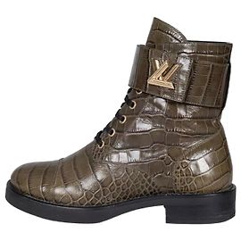 Botas de pele de cordeiro com estampa de crocodilo Louis Vuitton - Tamanho 38 usado Outro