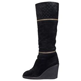 Louis Vuitton Black Suede Wedge Ankle Boots - Size 38.5 Pre-owned Other