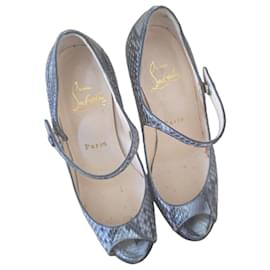 Christian Louboutin Louboutin python leather pumps Blue Grey Metallic