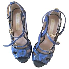 Autre Marque Blue python high heel sandals Blue