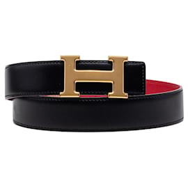 Hermès Hermes Constance H Gürtel Schwarz Rot
