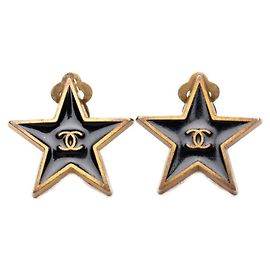Orecchini Chanel Coco Mark Star Motif Nero D'oro
