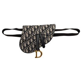 Borsa a tracolla Christian Dior Dior Oblique Nero Beige Blu navy
