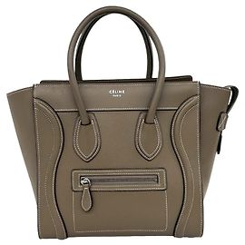 Céline Celine Luggage Micro Shopper Leder Handtasche Braun Beige