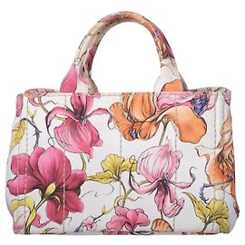 Borsa Tote Small Canapa con stampa floreale Prada Multicolore Altro