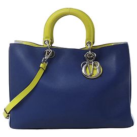 Borsa 2Way Diorissimo in pelle blu navy x giallo Blu