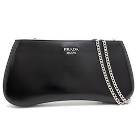 Borsa a tracolla in pelle nera Prada Sydney Nero
