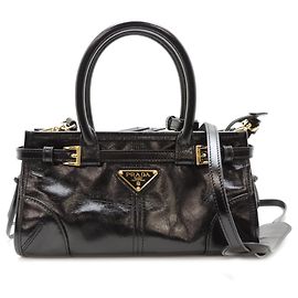 Prada Bonnie Leather Mini Handbag Black