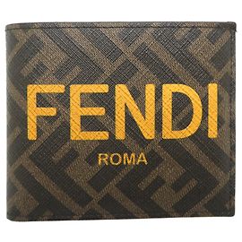 Fendi Men's Bi-fold Wallet Brown Yellow