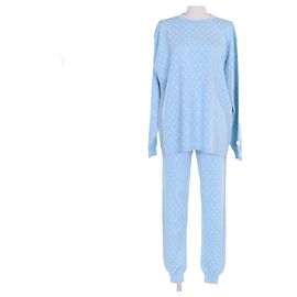 Set 2way in seta jacquard Monogram Louis Vuitton Blu Blu chiaro