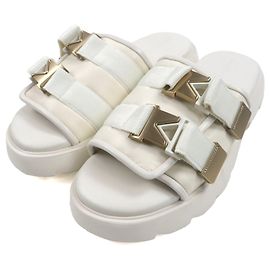 Bottega Veneta Flash Double Belt Nylon Sandalen Weiß