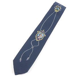 Autre Marque Dominique France Ecusson Silk Tie Blue Navy blue