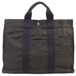 Hermès Hermes Her Line Canvas Tote Bag Braun Grau