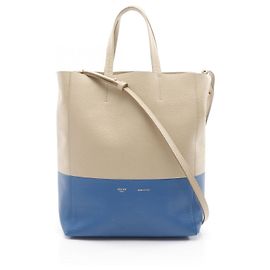 Céline CELINE Vertical Small Cabas Leather Tote Bag Blue Beige