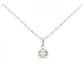 Autre Marque Colar de ouro branco Au750 e diamantes Prata