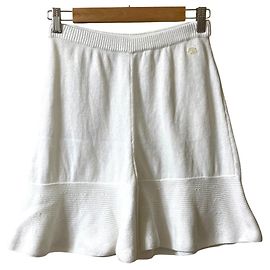 Short de malha de algodão Chanel Branco