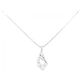 Autre Marque Platin-Diamant-Halskette Silber