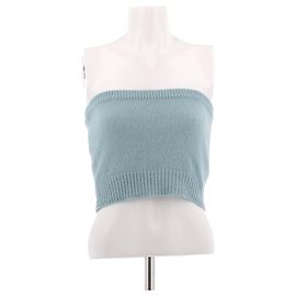 Top de cachemir azul Céline Azul