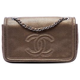 Chanel Brown Small Metallic Caviar CC Timeless Flap Marron Bronze