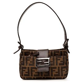 Bolsa de ombro Fendi em lona Zucca marrom Marrom
