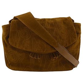 Salvatore Ferragamo Borsa a tracolla Ferragamo in scamosciato marrone con cuciture e nappe Marrone