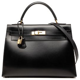 Hermès Black Box Calf Kelly Sellier 32 Noir