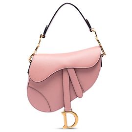 Bolsa Saddle Mini em couro de bezerro granulado rosa Dior Rosa
