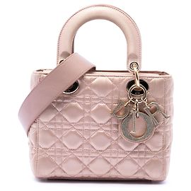 Dior Rosa Small Satin Cannage Swarovski Lady Dior Rosa