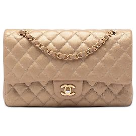 Chanel Beige Medium Classic Iridescent Caviar Double Flap Beige
