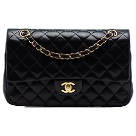 Chanel Black Medium Classic Lambskin Double Flap Noir