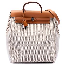 Mochila Hermès Beige Toile Herbag GM Beige