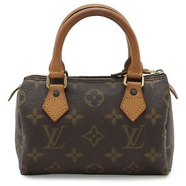 Bolsa de mão Louis Vuitton Monogram Mini Speedy Marrom Branco Monograma