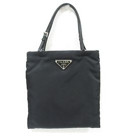 Prada Tessuto Nylon Triangle 2-Way Chain Shoulder Bag Black