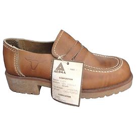 Autre Marque Mocassins en cuir vintage 70's état neuf Marron