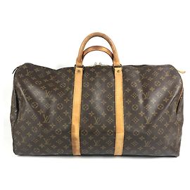 Sac Louis Vuitton Monogram Keepall 55 Marron Monogramme