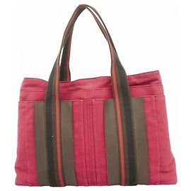 Hermès Hermes Troca Horizontal MM Canvas Tote Bag Red