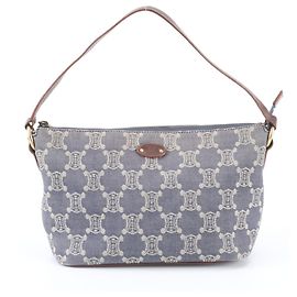 Céline Celine Macadam Triomphe Handbag Dark brown Navy blue